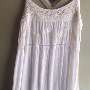 POL Cream Crochet Accent Maxi Dress